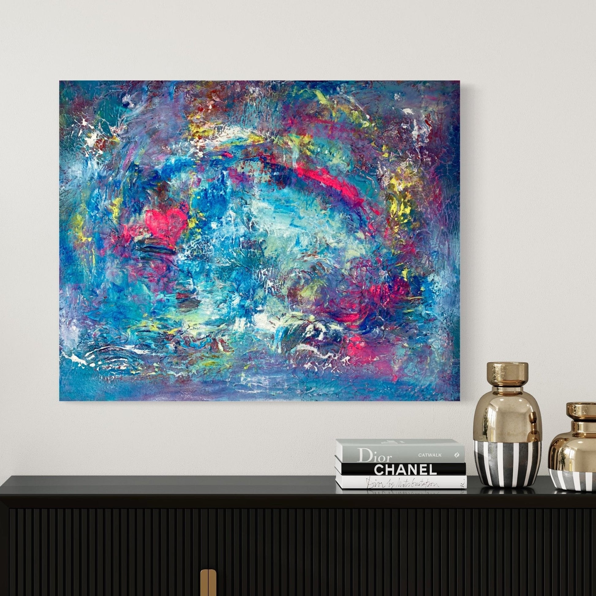 Abstraktes Gemälde kaufen - Rainbow Heart 100x80 cm - gemaelde - kaufen - sabine - runge - muenchen