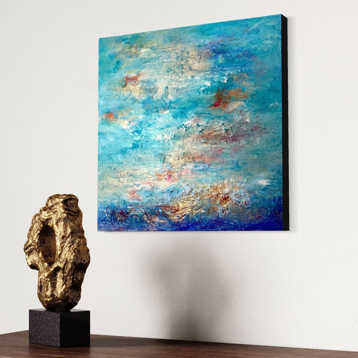 Abstraktes Gemälde kaufen - Sunset Moment 60x60 cm - gemaelde - kaufen - sabine - runge - muenchen
