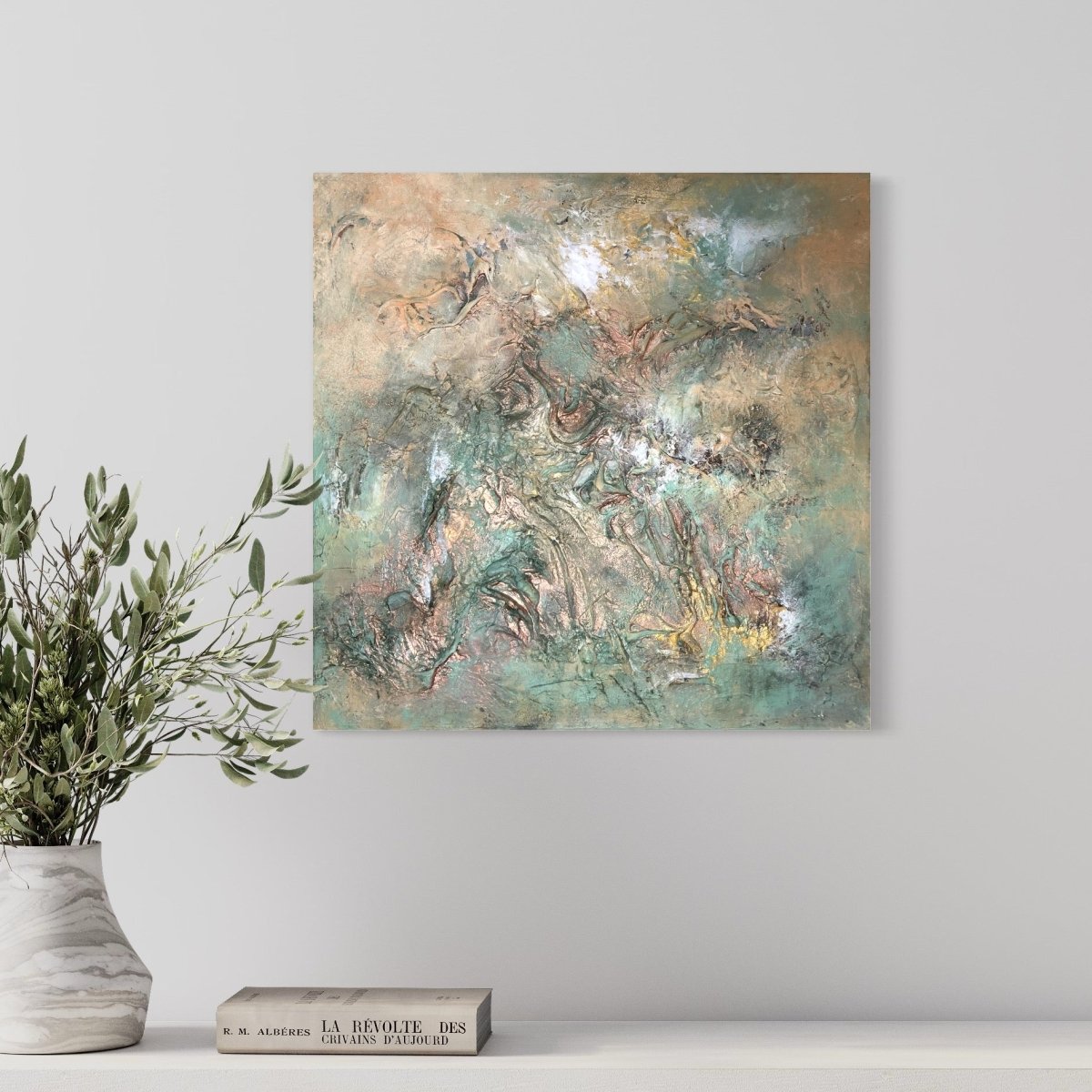 Abstraktes Gemälde kaufen - Terre Verde 60x60 cm - gemaelde - kaufen - sabine - runge - muenchen