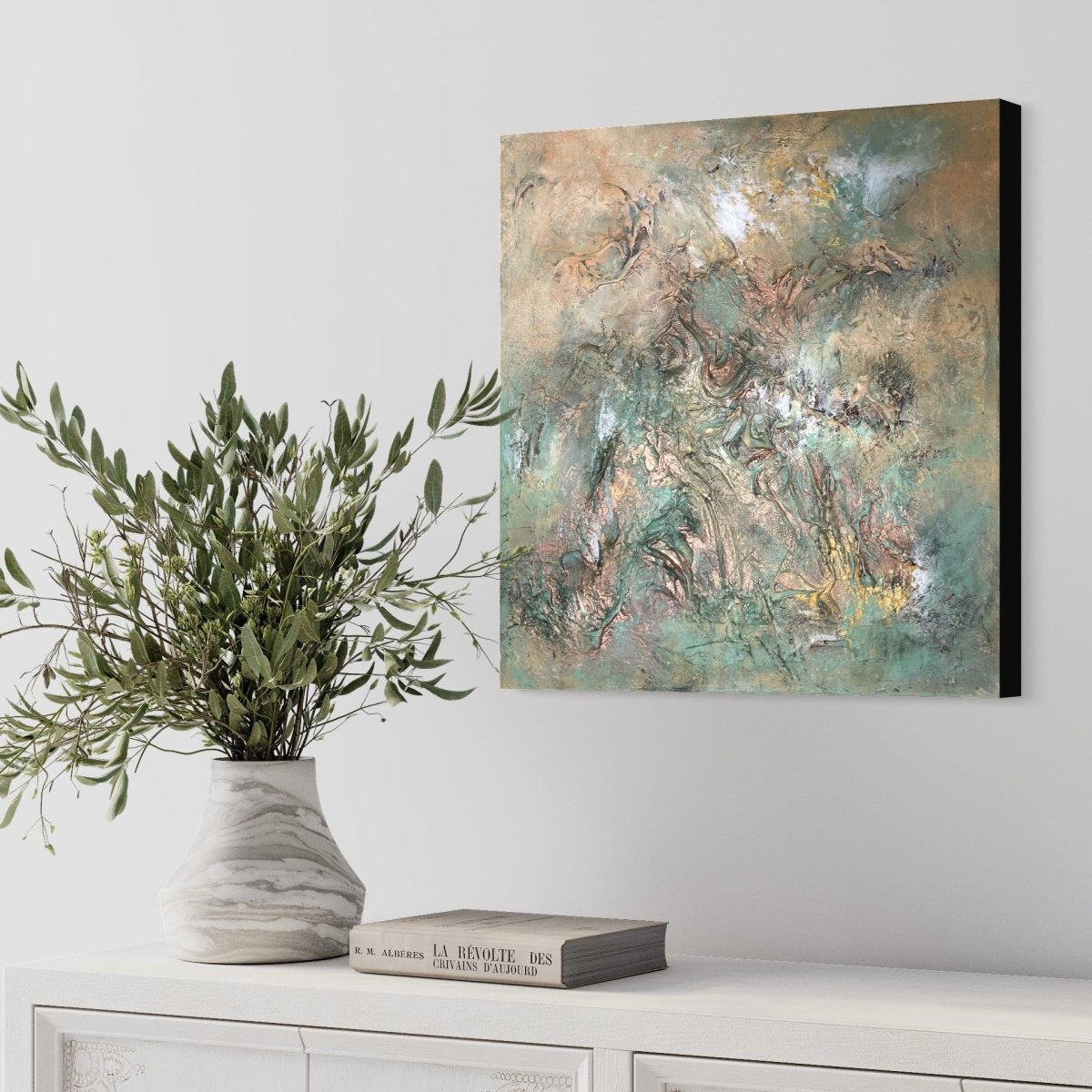 Abstraktes Gemälde kaufen - Terre Verde 60x60 cm - gemaelde - kaufen - sabine - runge - muenchen