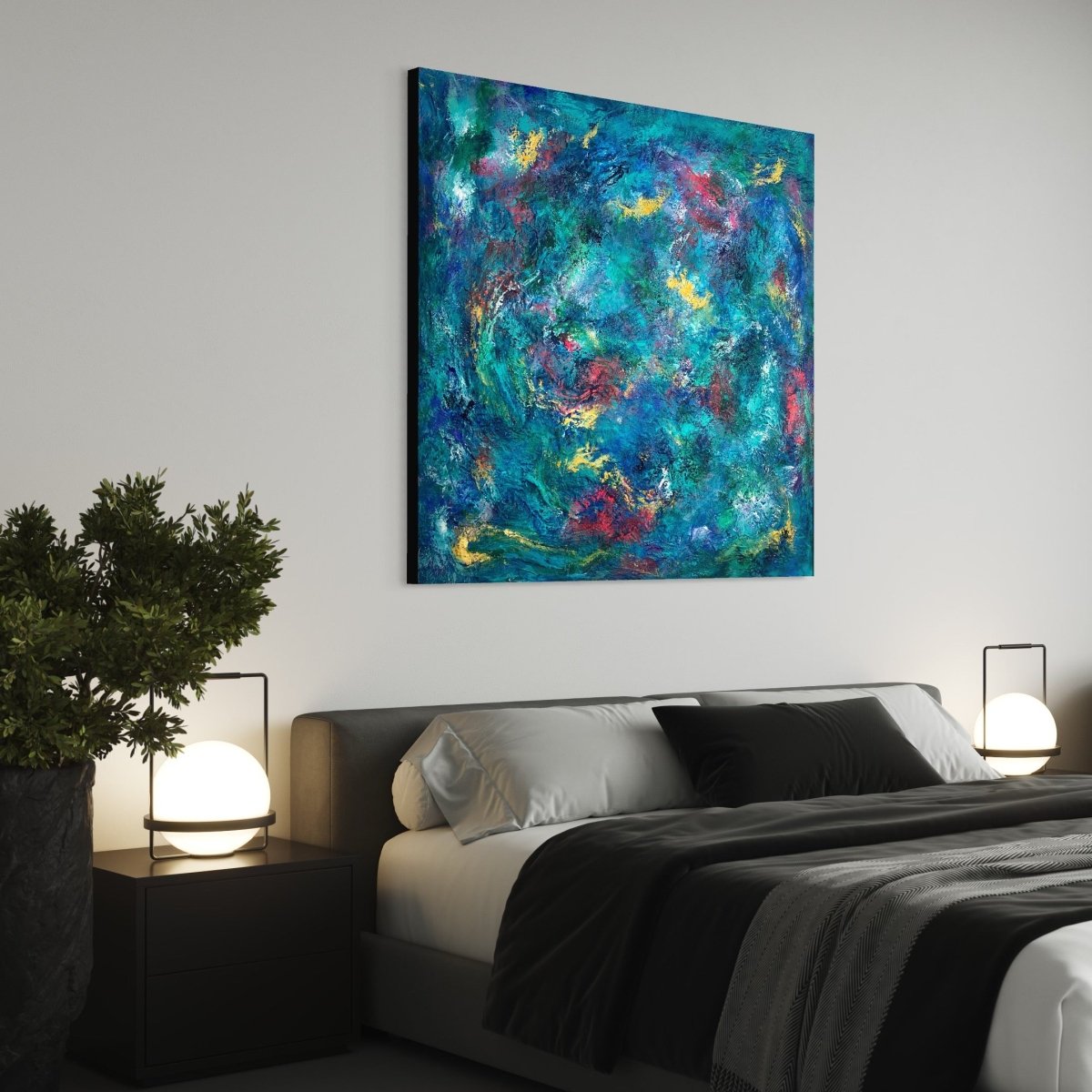 Gemälde kaufen | Tropical Garden 120x120 cm-gemaelde-kaufen-sabine-runge-muenchen