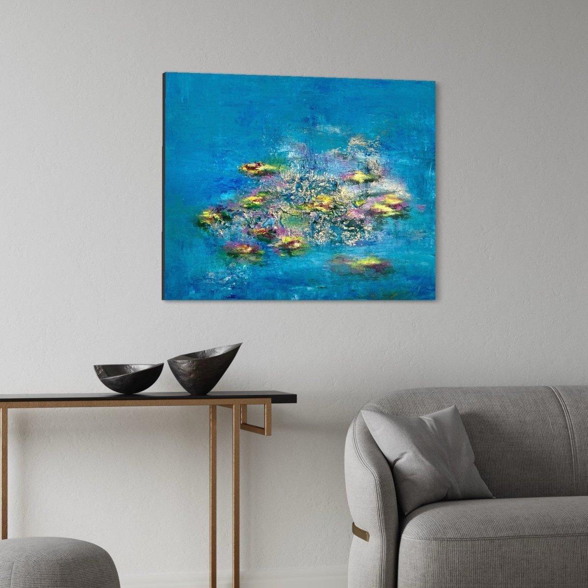 Gemälde kaufen | Water Lilies 100x80 cm-gemaelde-kaufen-sabine-runge-muenchen